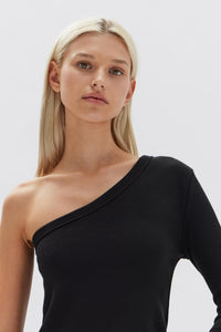 ASYMMETRIC JERSEY TOP | BLACK