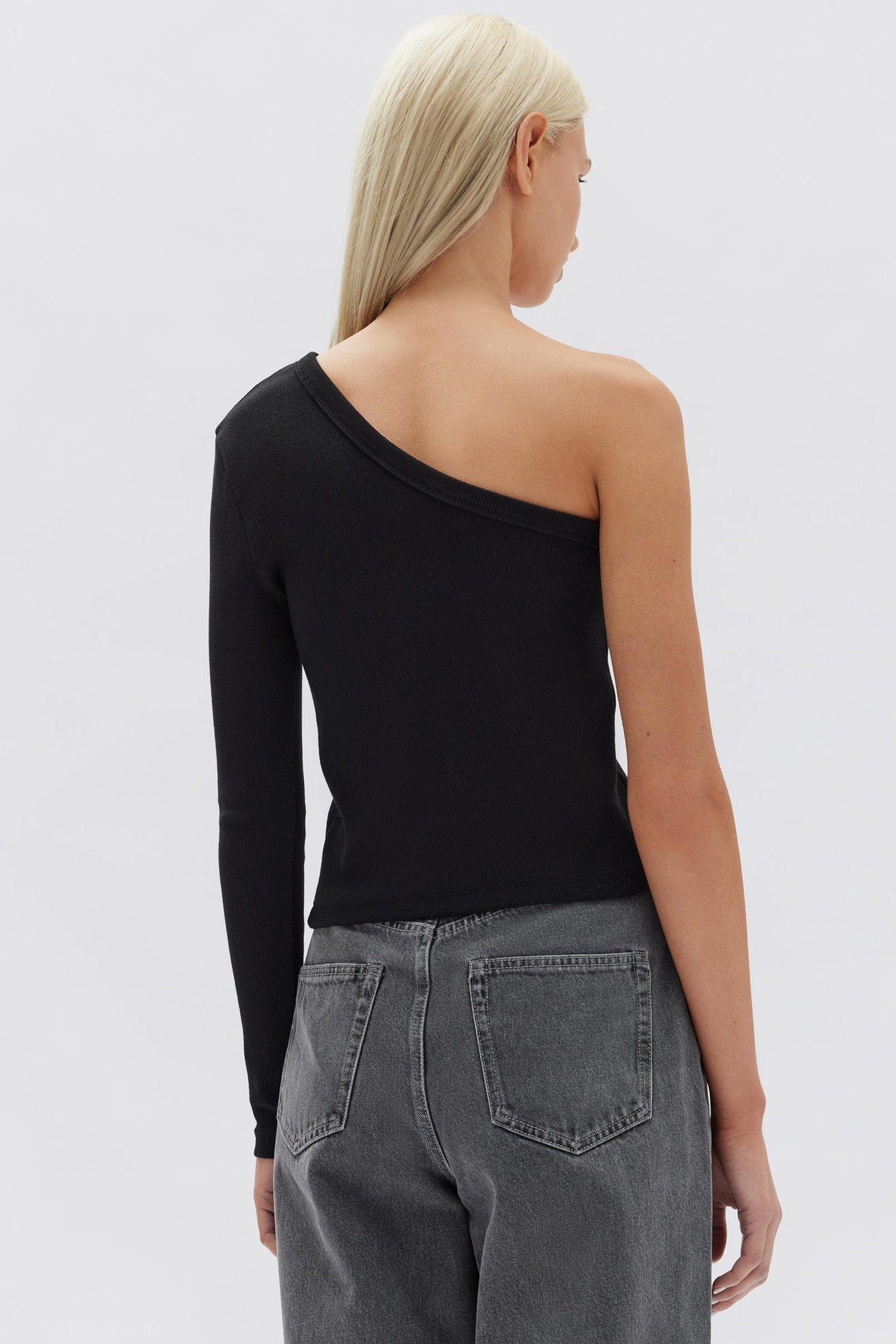 ASYMMETRIC JERSEY TOP | BLACK