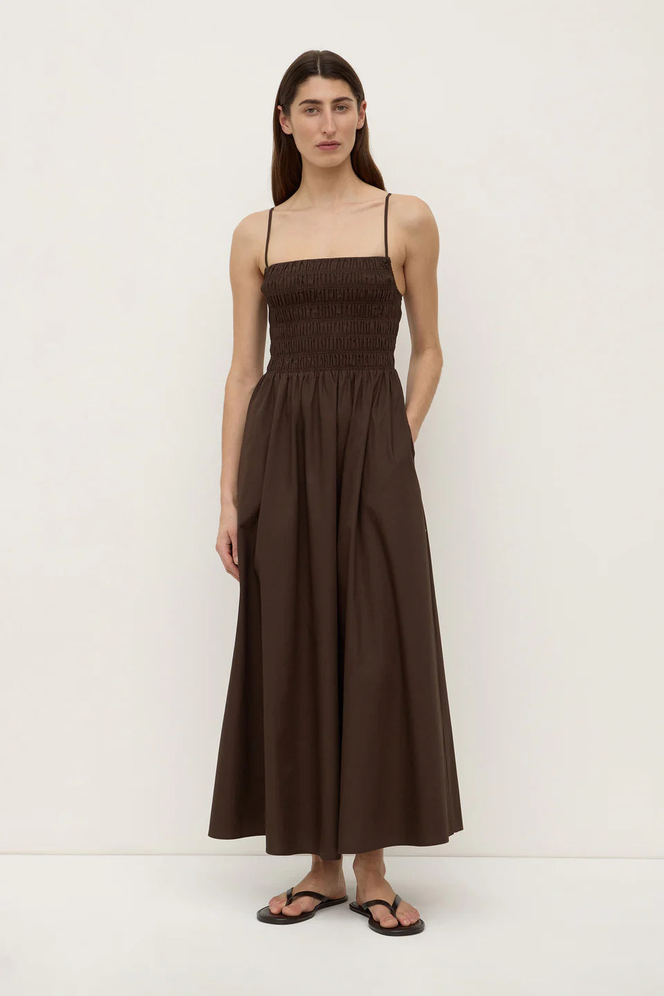 AUBREY ROUCHED DRESS | GANACHE