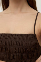 AUBREY ROUCHED DRESS | GANACHE