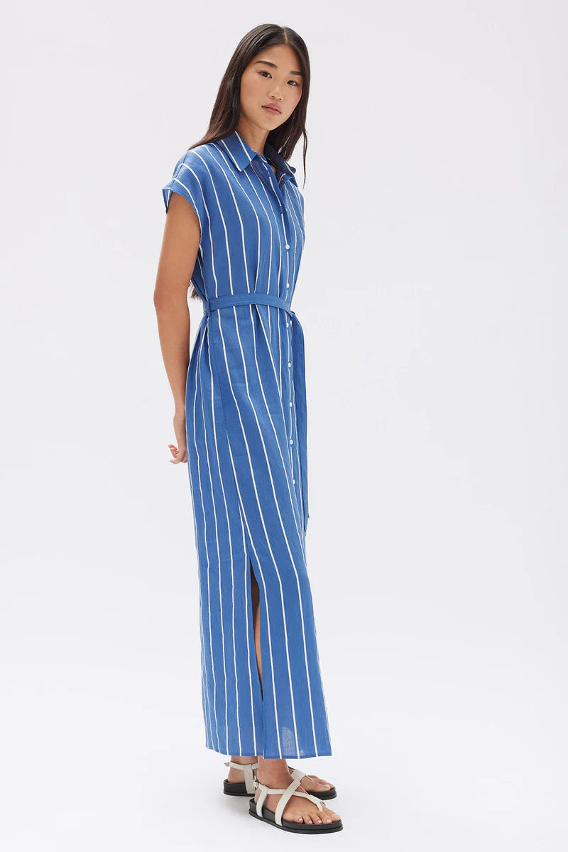 AYLA STRIPE SHIRT DRESS | ROYAL/WHITE