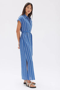 AYLA STRIPE SHIRT DRESS | ROYAL/WHITE