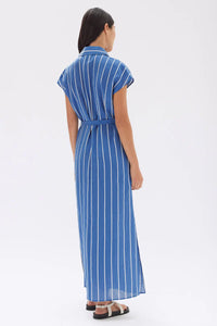 AYLA STRIPE SHIRT DRESS | ROYAL/WHITE