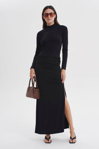 BEATRIX BACKLESS JERSEY TURTLENECK | BLACK