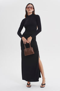 BEATRIX BACKLESS JERSEY TURTLENECK | BLACK