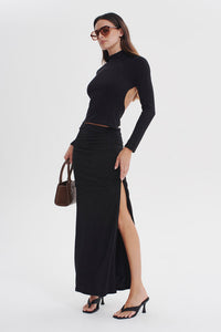 BEATRIX BACKLESS JERSEY TURTLENECK | BLACK