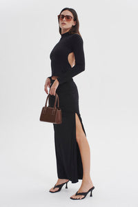BEATRIX BACKLESS JERSEY TURTLENECK | BLACK