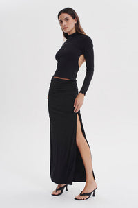 BEATRIX BACKLESS JERSEY TURTLENECK | BLACK