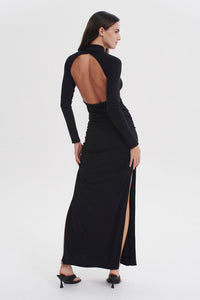 BEATRIX BACKLESS JERSEY TURTLENECK | BLACK