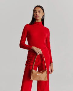 LUCA SHOULDER BAG | MILK TEA GLOSSY CRINKLE