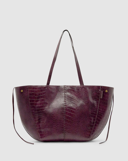 REESE MARKET TOTE BAG | BORDEAUX CROC