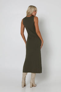 BRIT KNIT DRESS | KHAKI
