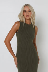 BRIT KNIT DRESS | KHAKI