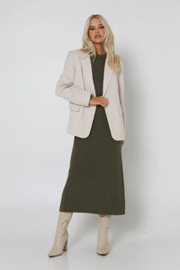 BRIT KNIT DRESS | KHAKI