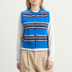 Damson Madder Sofie Merino Wool Vest Blue Stripe