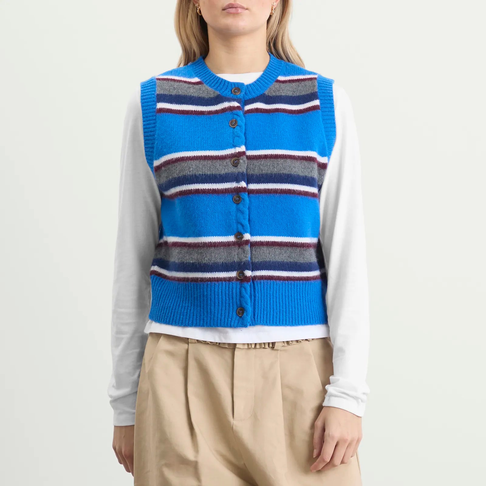 SOFIE MERINO WOOL VEST | BLUE STRIPE