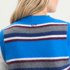Damson Madder Sofie Merino Wool Vest Blue Stripe