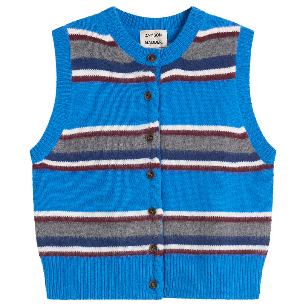 SOFIE MERINO WOOL VEST | BLUE STRIPE
