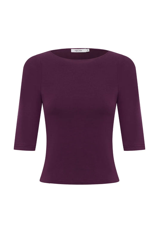 Olga Joan Bateau 3/4 Top Aubergine