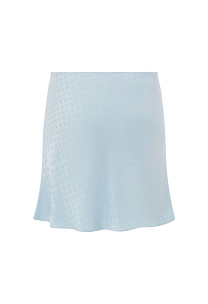 Olga Joan Bias Mini Skirt Jacquard Cielo