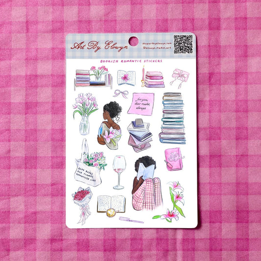 Art By Elowyn Bookish Romantic Sticker Sheet 2
