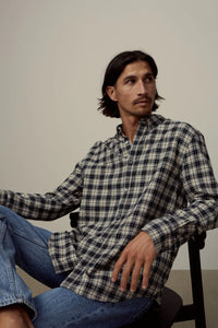 BRUSHED FLANNEL CHECK SHIRT | NAVY CHECK