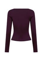Olga Joan Button-Through Long Sleeve Top Aubergine