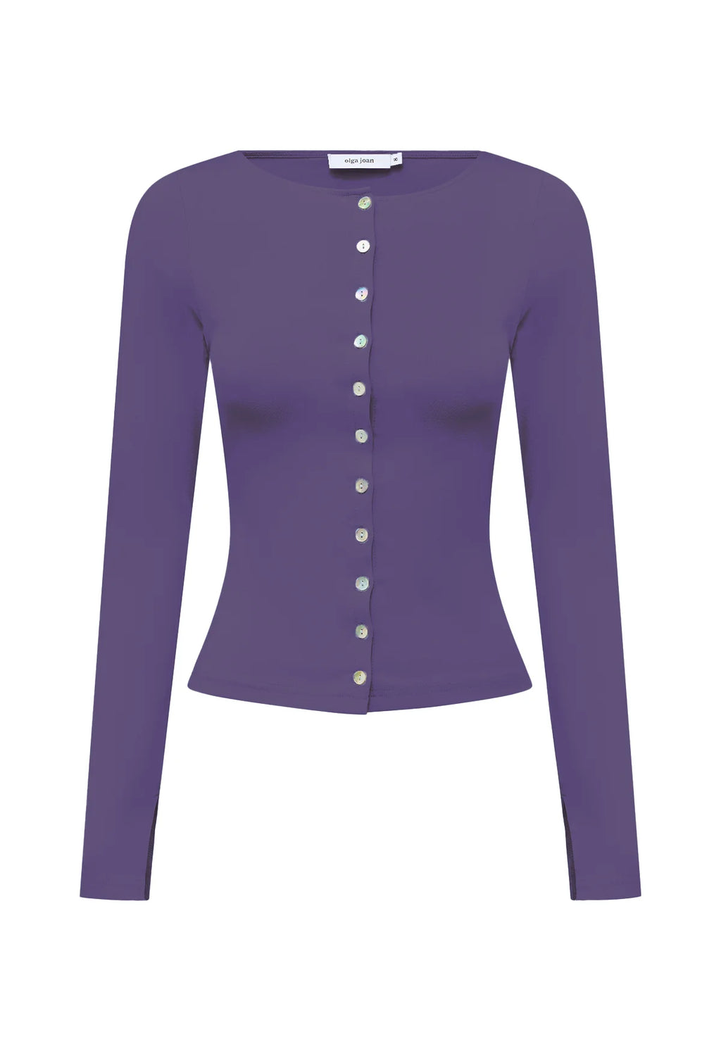 Olga Joan Button-Through Long Sleeve Top Washed Viola