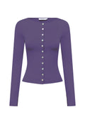 Olga Joan Button-Through Long Sleeve Top Washed Viola