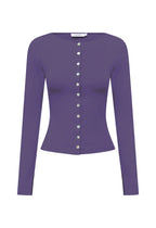 Olga Joan Button-Through Long Sleeve Top Washed Viola