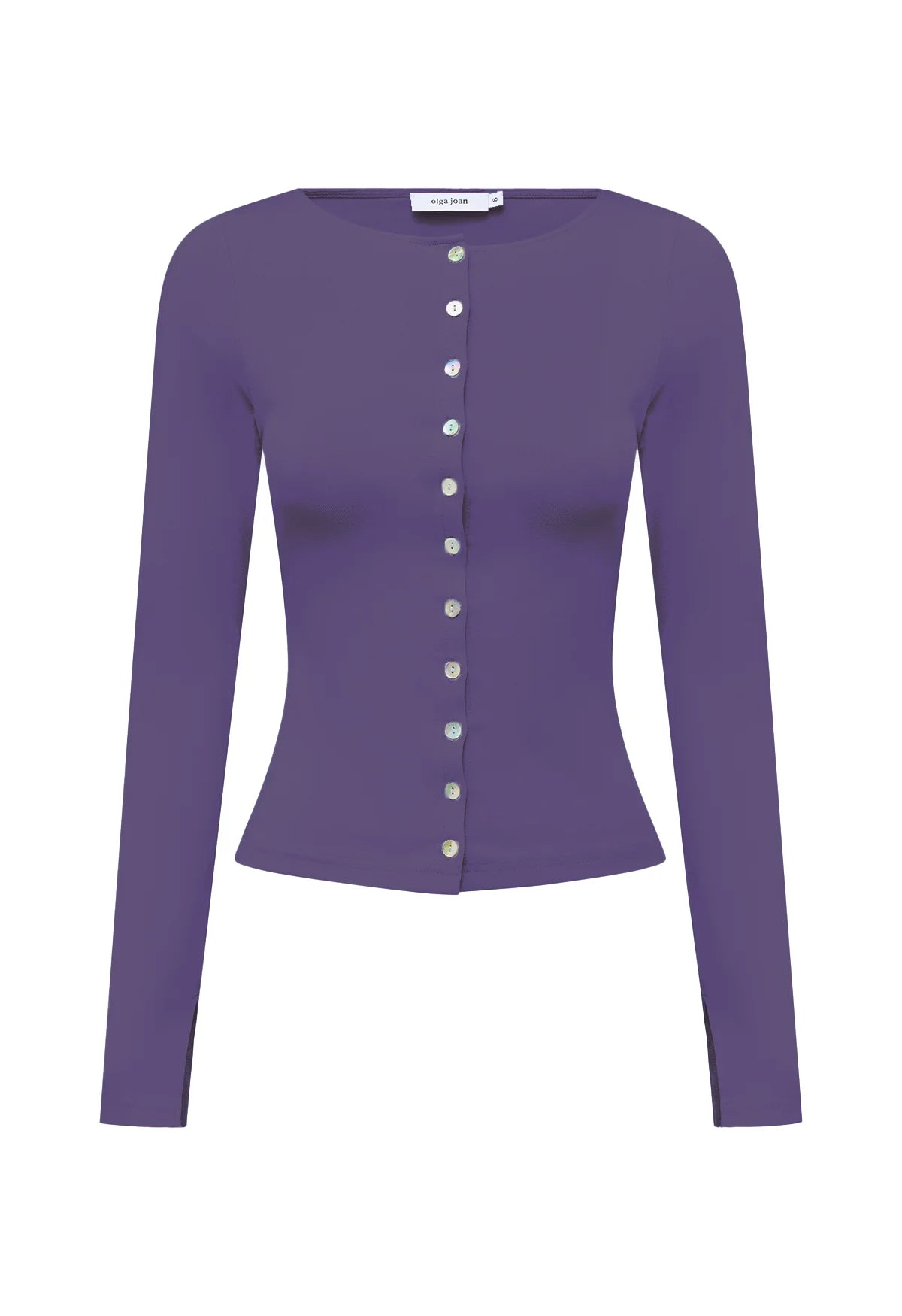 Olga Joan Button-Through Long Sleeve Top Washed Viola