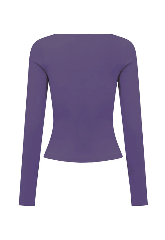 Olga Joan Button-Through Long Sleeve Top Washed Viola