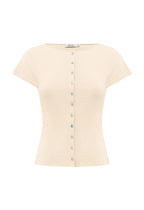 Olga Joan Button-Through Tee Avena