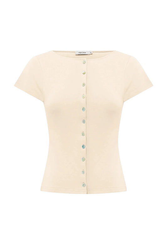 Olga Joan Button-Through Tee Avena