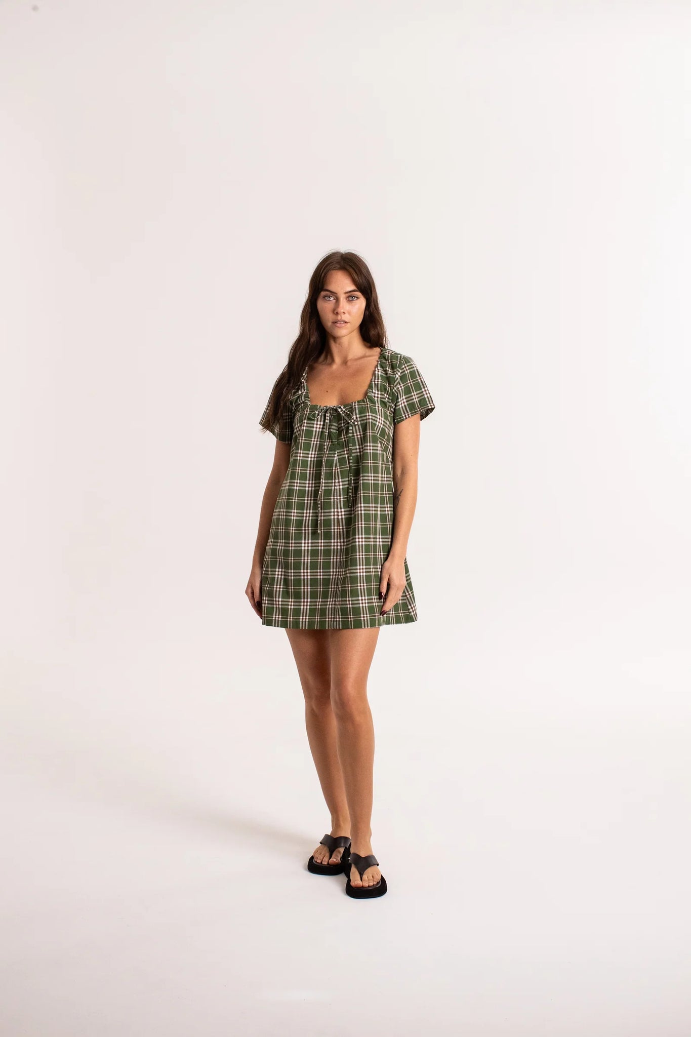 COVE MINI DRESS | FOREST CHECK