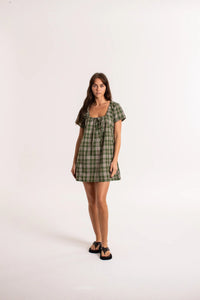COVE MINI DRESS | FOREST CHECK