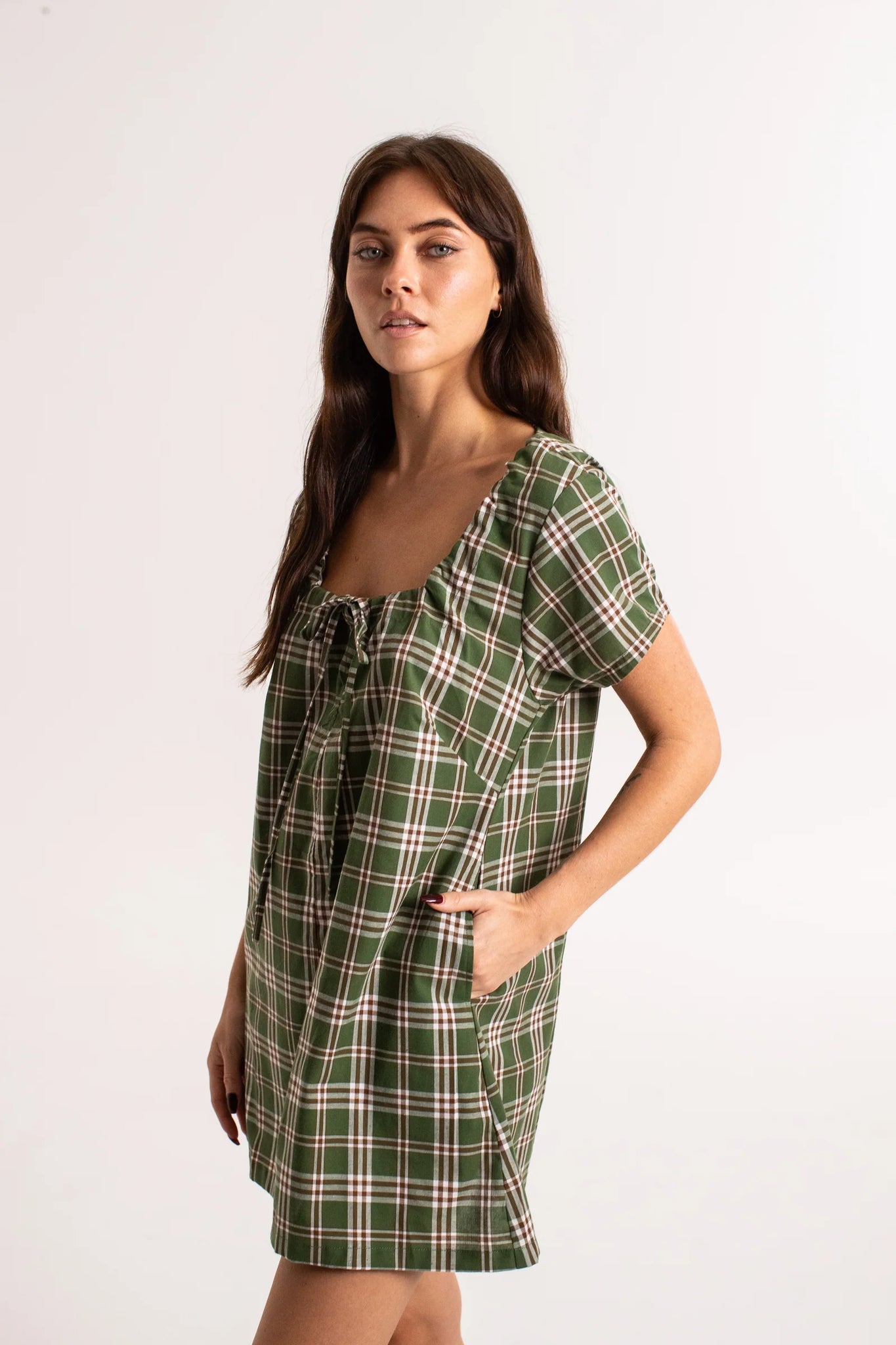 COVE MINI DRESS | FOREST CHECK