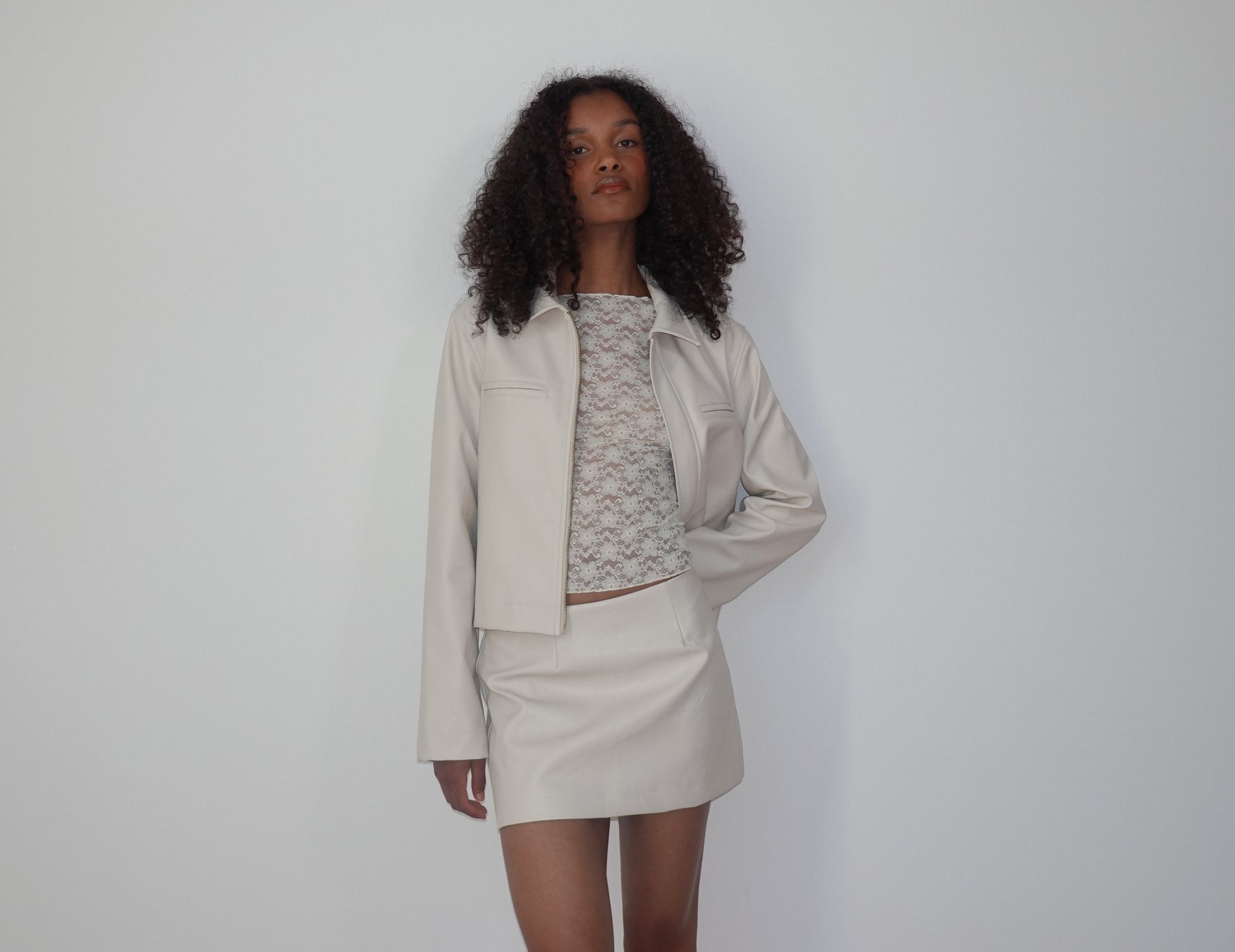 ROBBIE PU MINI SKIRT | VANILLA