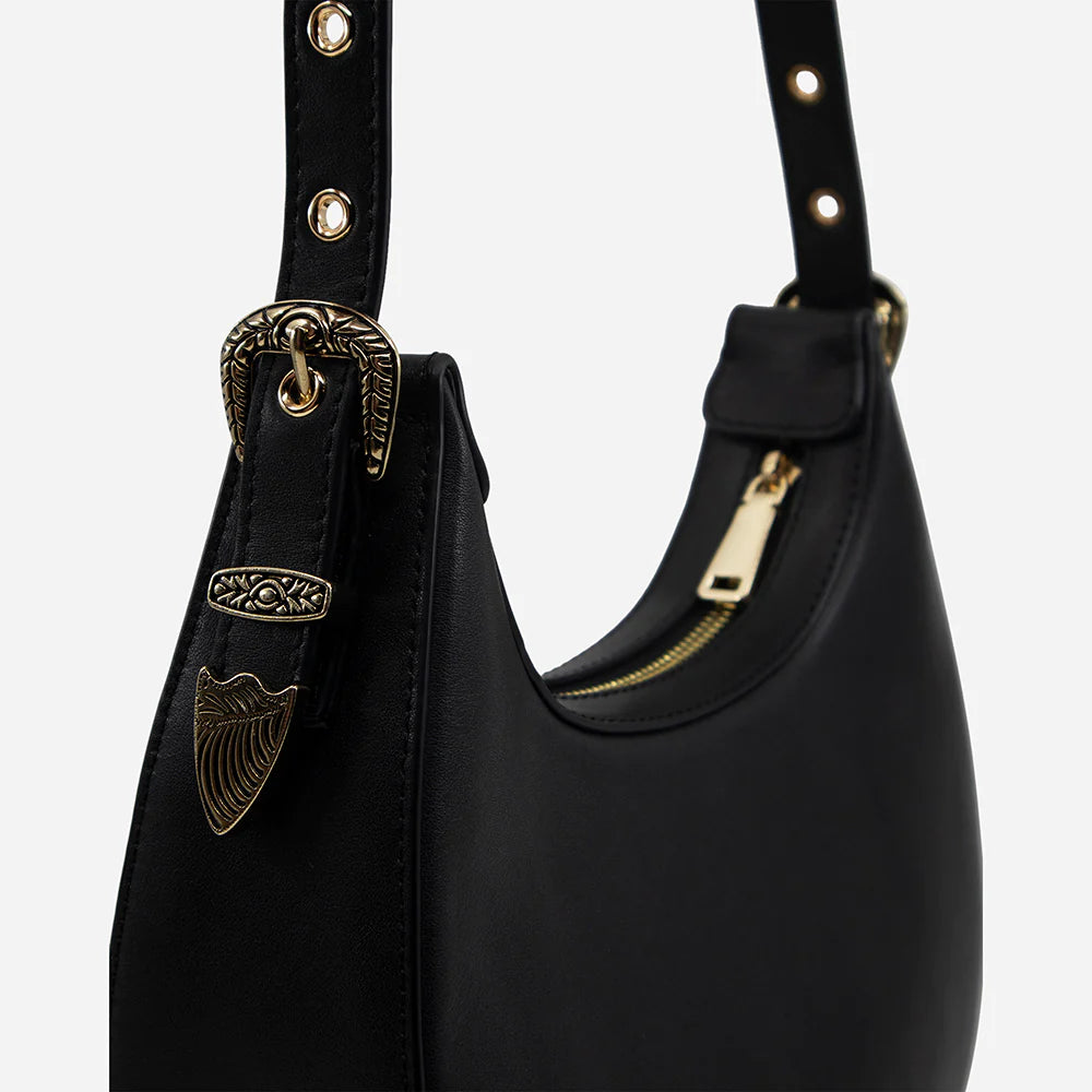 SOL SANA CRESCENT BAG | BLACK/GOLD