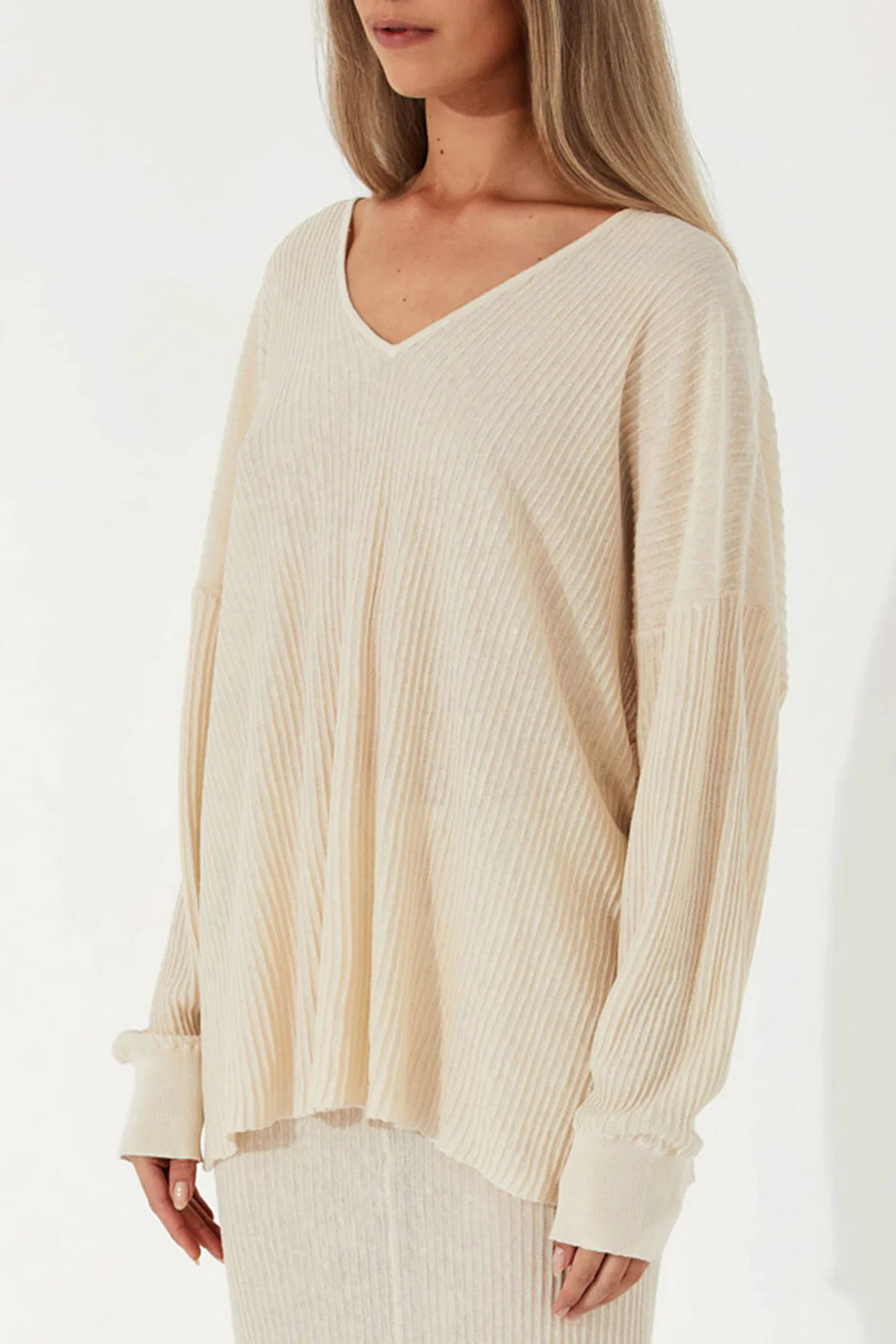 STONE ORGANIC LINEN BLEND KNIT TOP