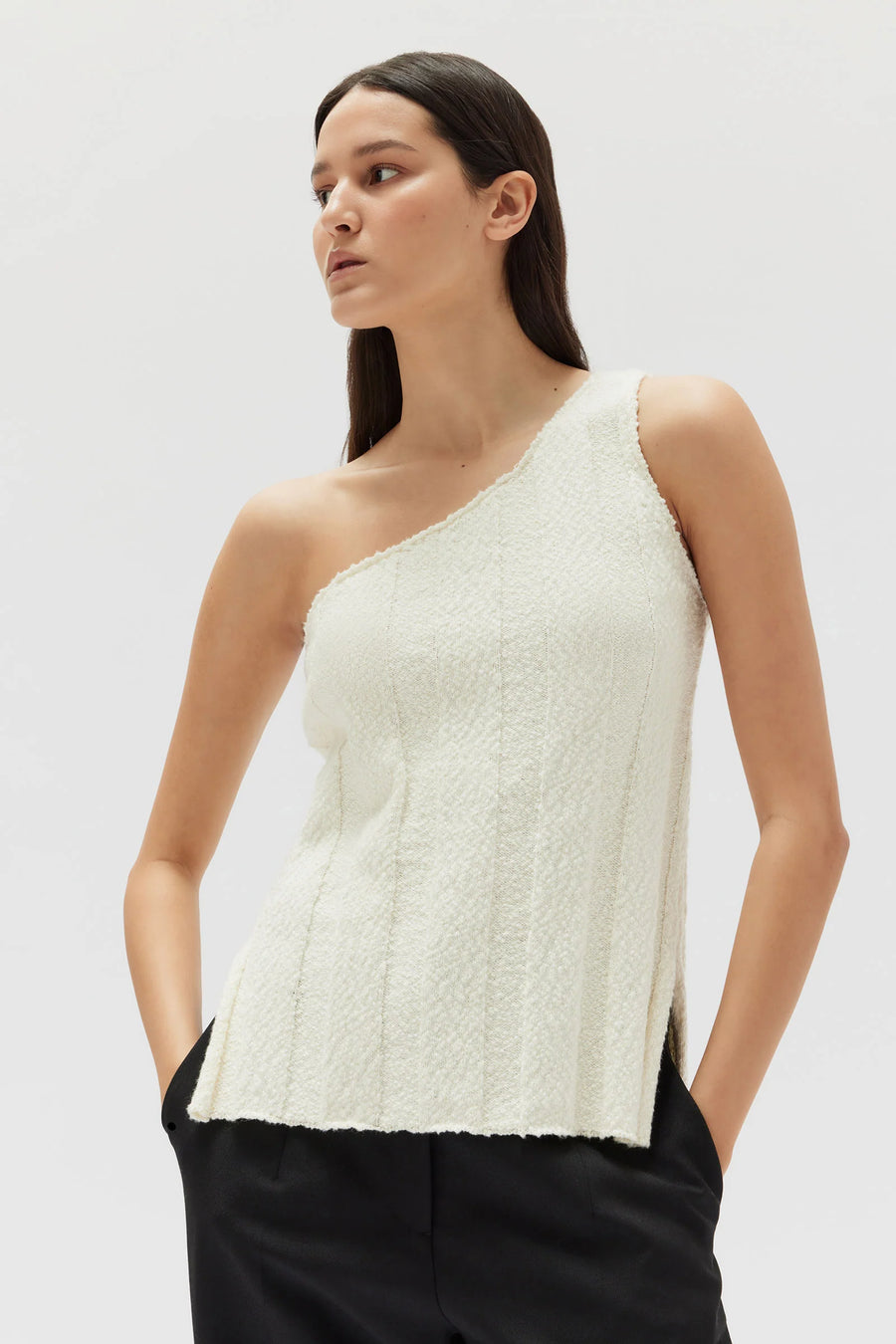 CAITLIN RIB KNIT TOP | ANTIQUE WHITE