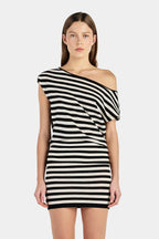 Ownley Brydie Knit Skirt Black Cream Stripe