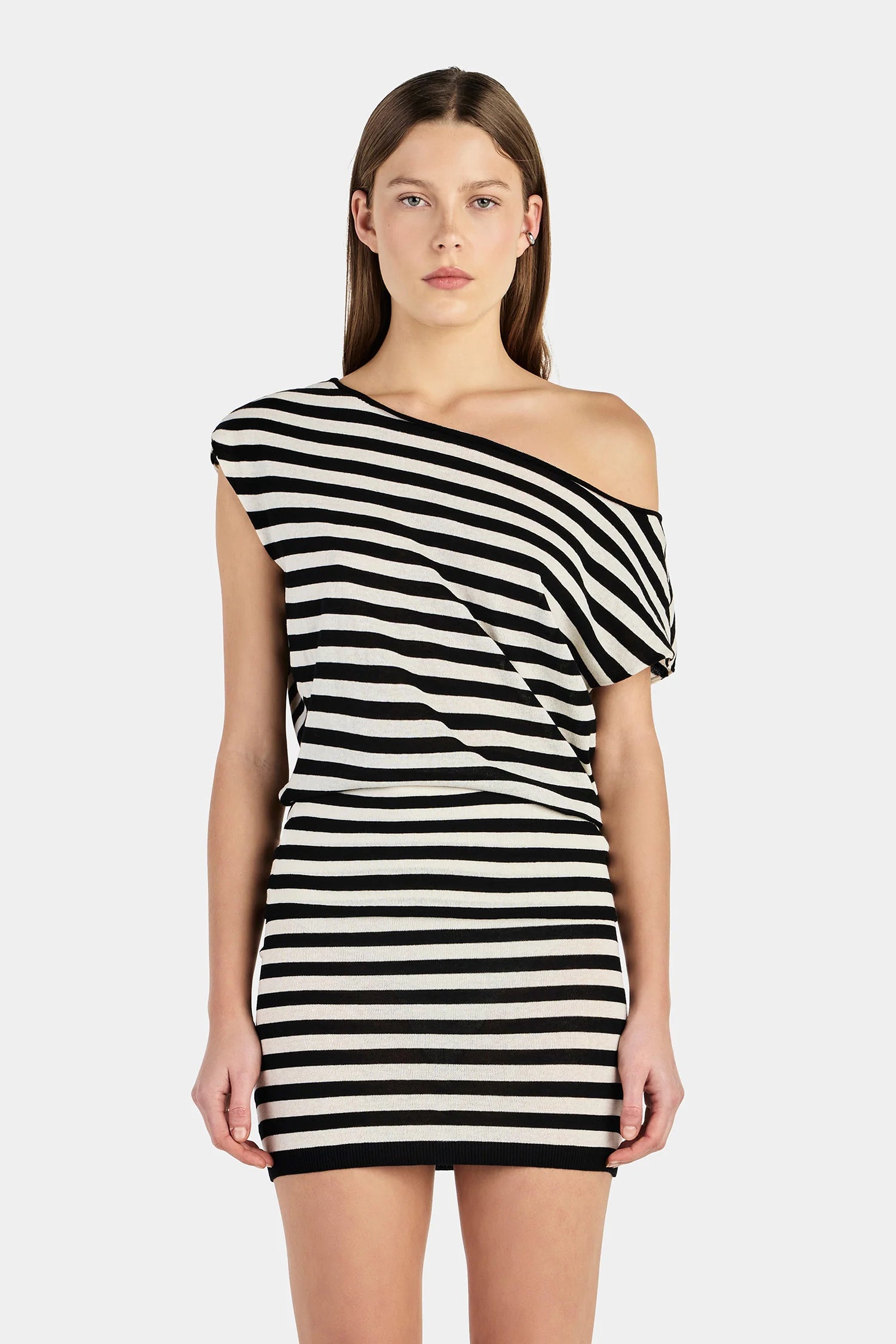 Ownley Brydie Knit Skirt Black/Cream Stripe