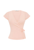 Olga Joan Cap-Sleeve Wrap Top Petalo