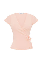 Olga Joan Cap-Sleeve Wrap Top Petalo