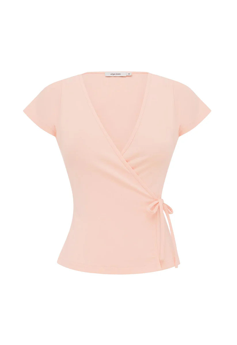 Olga Joan Cap-Sleeve Wrap Top Petalo