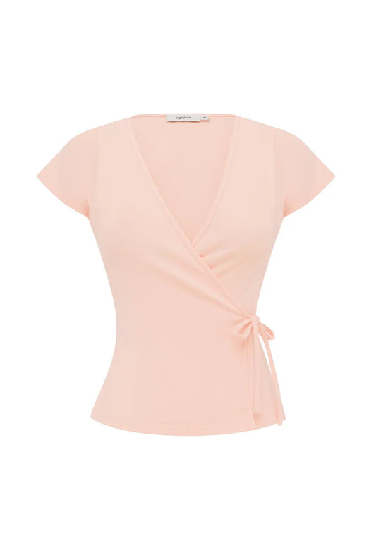 Olga Joan Cap-Sleeve Wrap Top Petalo