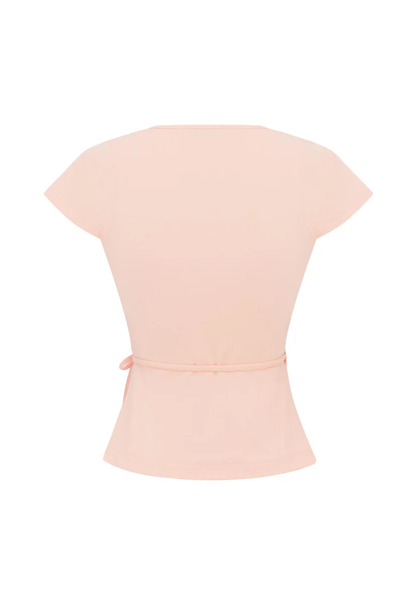 Olga Joan Cap-Sleeve Wrap Top Petalo