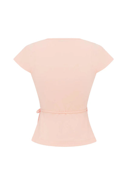 Olga Joan Cap-Sleeve Wrap Top Petalo