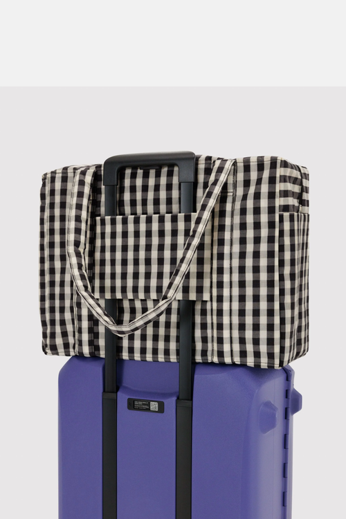 Baggu Cloud Carry On Black and Cream Gingham